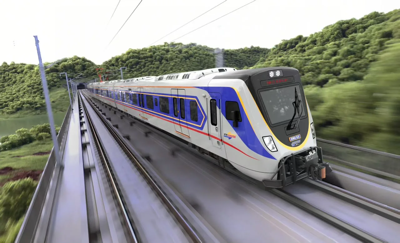 3CS trainset exterior on a curved mainline