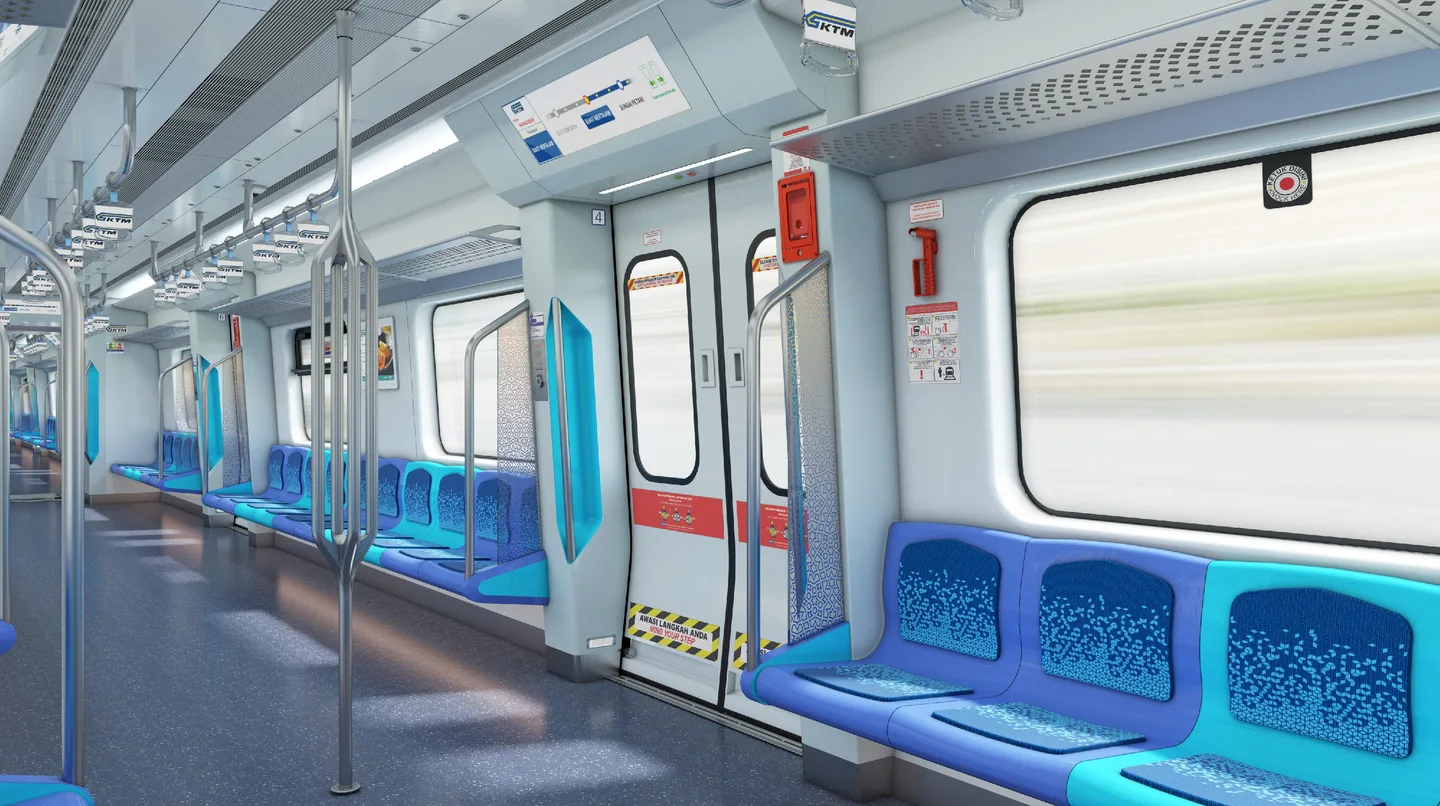 3CS interior — batik seats and vestibule