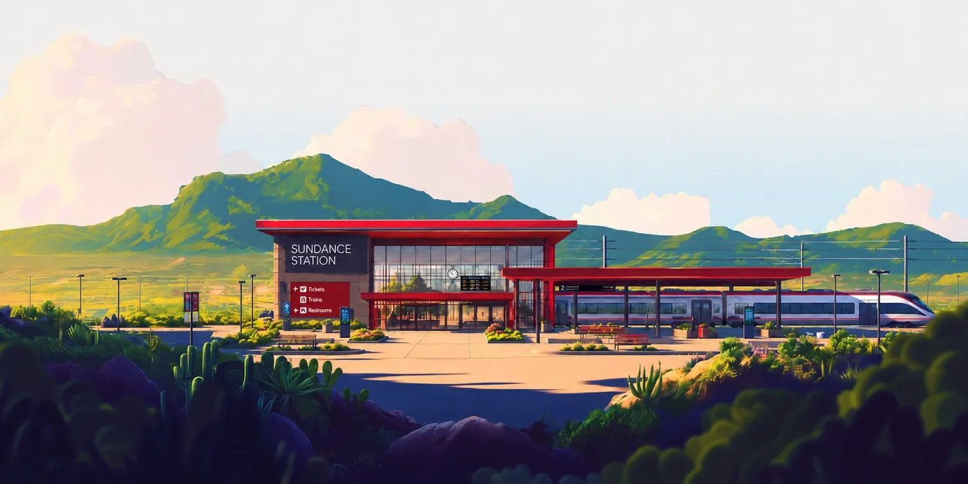 Illustration of a regional railway station