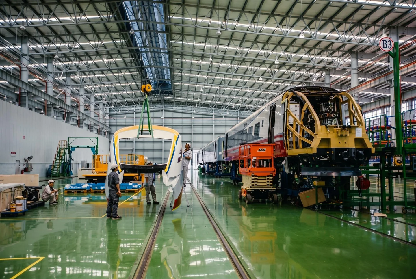 A CRRC rolling stock fleet in a Malaysian MRO depot